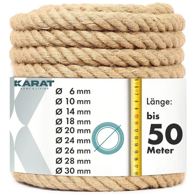 Karat Juteseil Ø 6 mm Kletterseil Extra Stark Universell Einsetzbar Länge 10 Meter