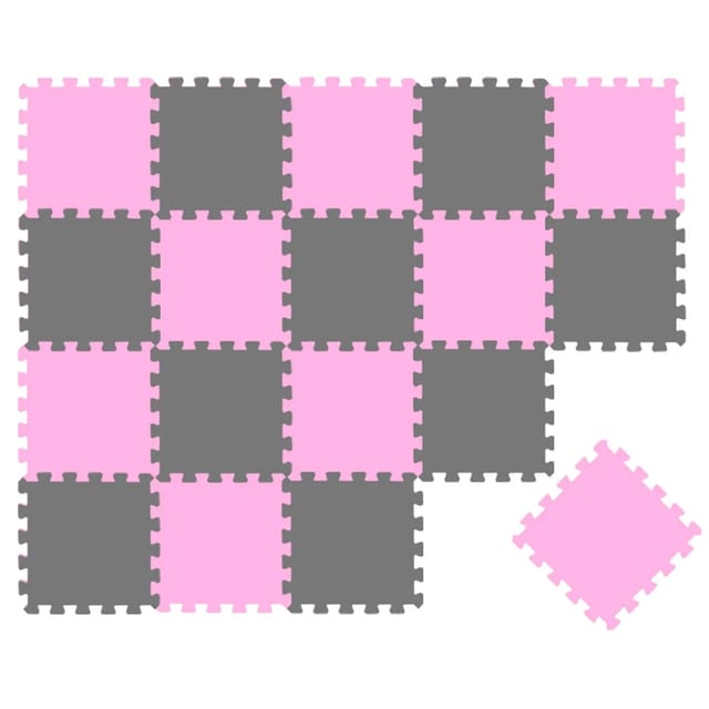 LittleTom Baby & Kinder Puzzlematte 30 x 30 cm 18 Stück Pink & Grau