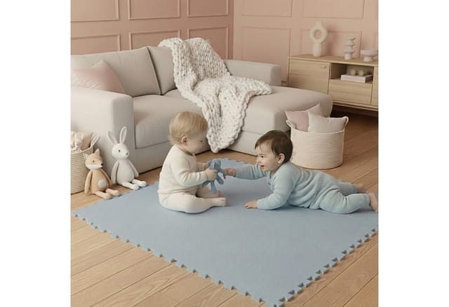 LittleTom Spiel- & Krabbelmatte 9 Teile 30 x 30 cm Blau