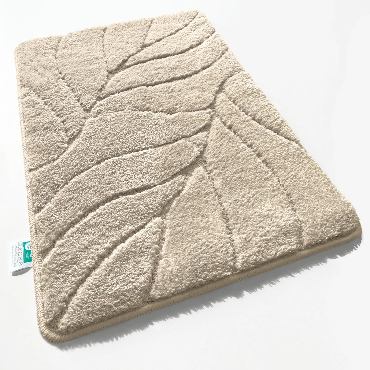 Karat Badematte Maris Badvorleger Badteppich mit Blattstruktur Ivory 40 x 60 cm