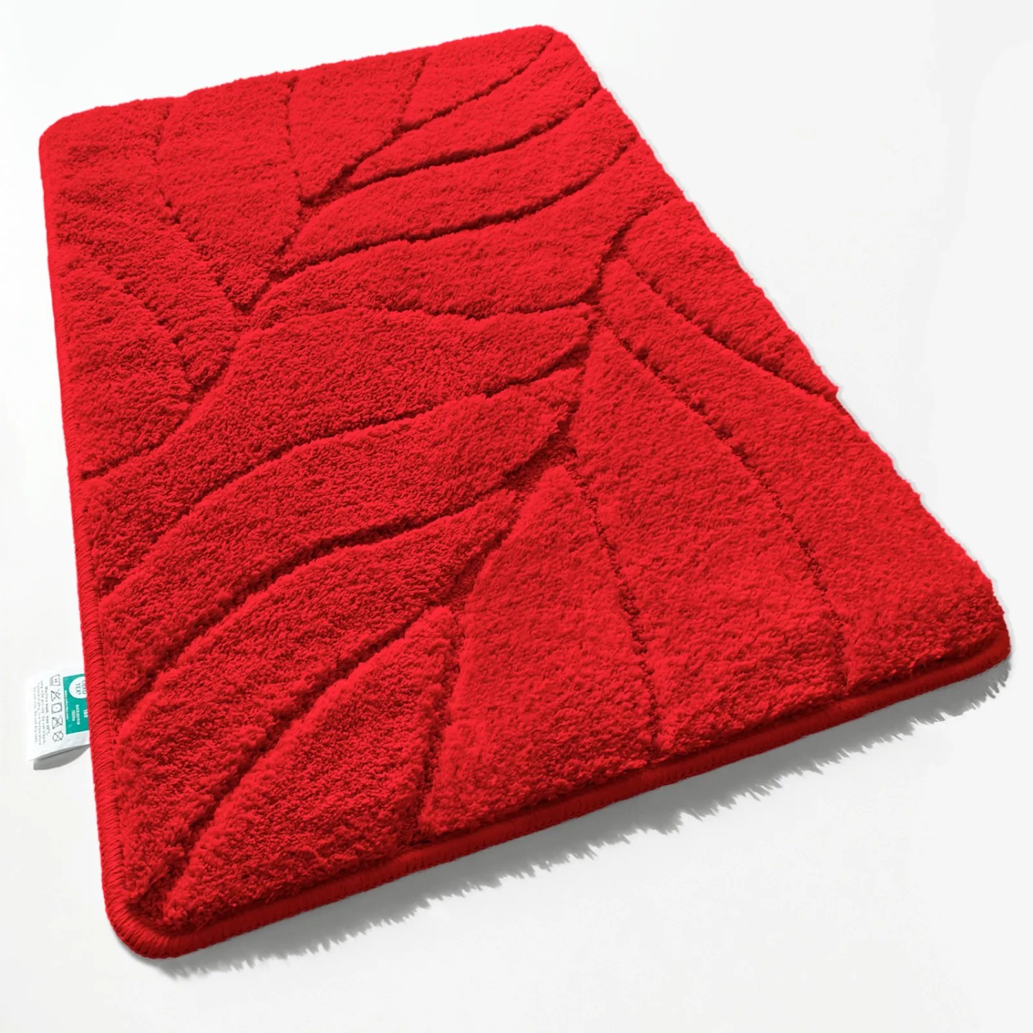 Karat Badematte Maris Badvorleger Badteppich mit Blattstruktur Rot 40 x 60 cm