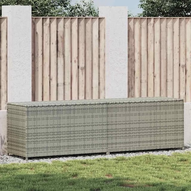furnicato Gartenbox Poly Rattan 200x50x60 cm Grau