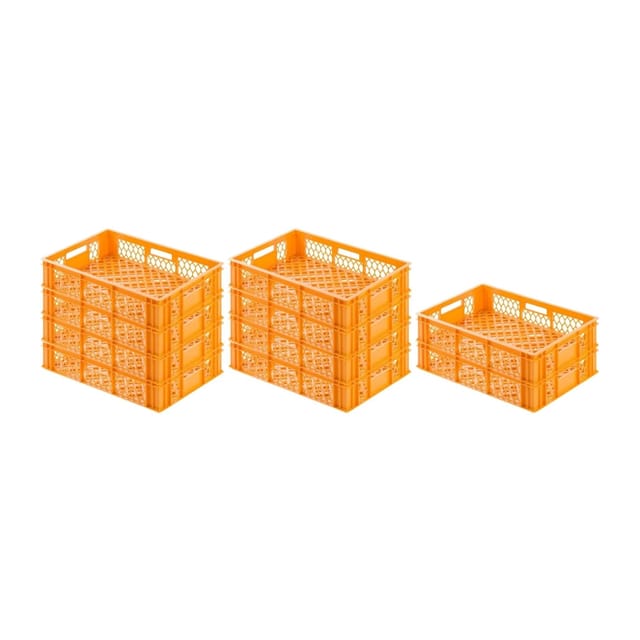 PROREGAL SparSet 10x Eurobehälter Bäcker- und Konditorenkasten HxBxT 13 x 40 x 60 24 Liter Gelb-Orange Brötchenkiste Stapelbare Bäckerkiste