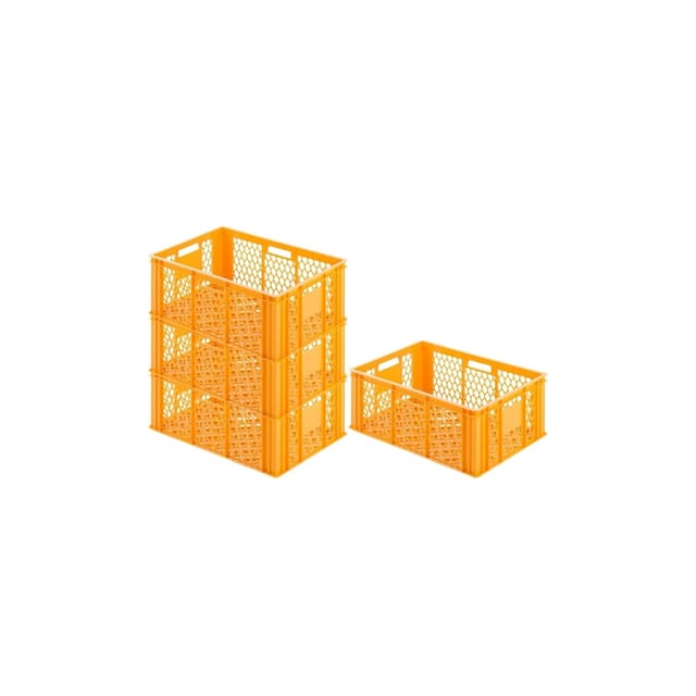 PROREGAL SuperSparSet 4x Eurobehälter Bäcker- und Konditorenkasten HxBxT 25 x 40 x 60 49 Liter Gelb-Orange Brötchenkiste Stapelbare Bäckerkiste