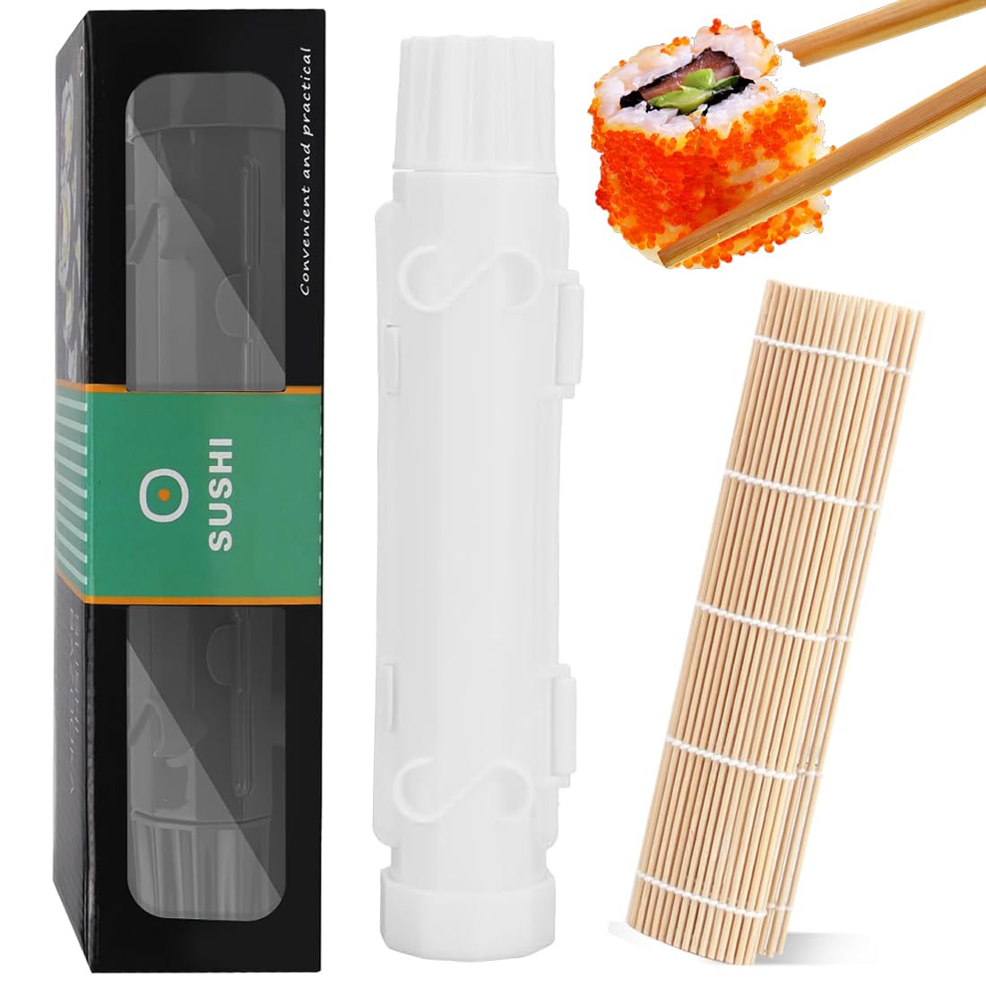 Sushi-formen-set Zum Selbermachen, Sushi-rolle Und Bambusmatte Für Reisform, Dekorationswerkzeug (weiße Rolle)