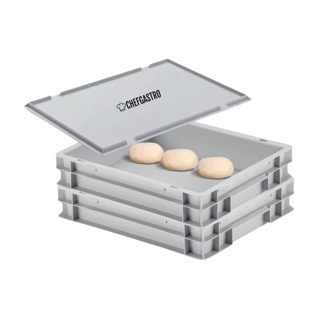 CHEFGASTRO SuperSparSet 2 x Pizzaballenbox Mit 1 x Deckel HxBxT 8,5 x 30 x 40 cm 9 Liter Teigwanne Für Pizzateig Sstapelbare Pizzabox