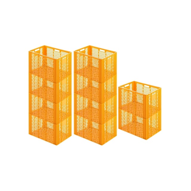 SparSet 10 x Eurobehälter Bäcker- und Konditorenkasten HxBxT 42,1 x 40 x 60 85 Liter Gelb-Orange Brötchenkiste Sstapelbare Bäckerkiste