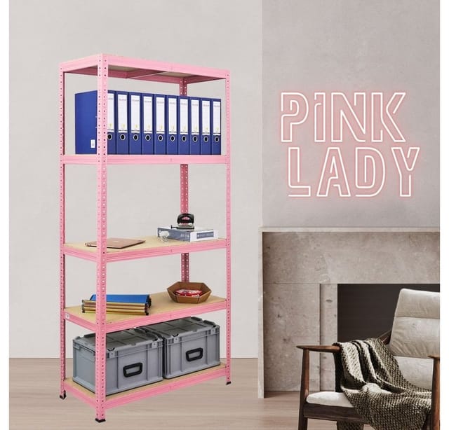 BERLINLODGE Wohnregal PINK LADY HxBxT 180x90x40cm Fachlast 175kg 5 Ebenen Pink Bücherregal Standregal Büroregal