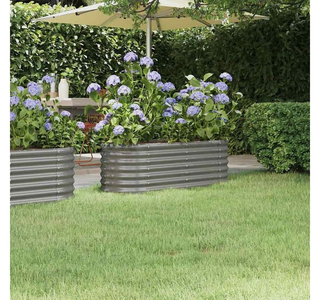 furnicato Hochbeet Pulverbeschichteter Stahl 114x40x36 cm Grau