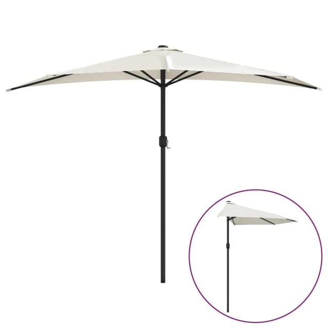 furnicato Balkon-Sonnenschirm mit Alu-Mast Sandfarben 300x155 cm Halbrund