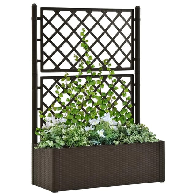 furnicato Garten-Hochbeet mit Spalier und Selbstbewässerungssystem Mokka