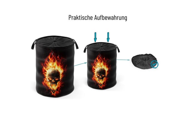 SANILO Wäschekorb Totenkopf in Flammen