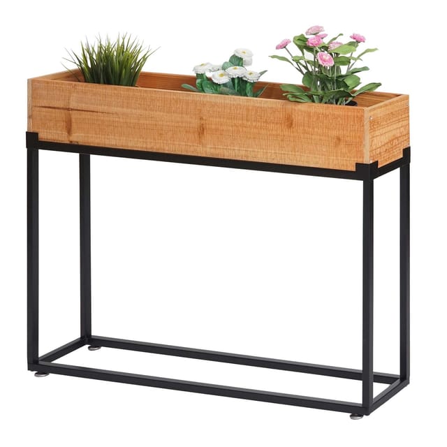 MCW Hochbeet L32 Gestell Schwarz Naturfarben