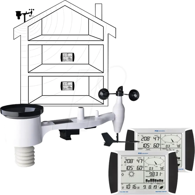 PCE Instruments Wetterstation mit Außenensensor für den Heimbereich FWS 20N 1