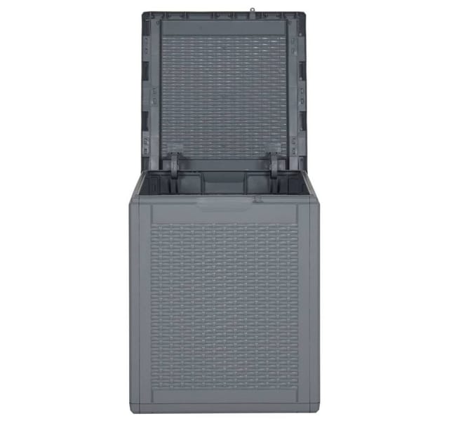 vidaXL Gartentruhe Grau PP Rattan 90 L