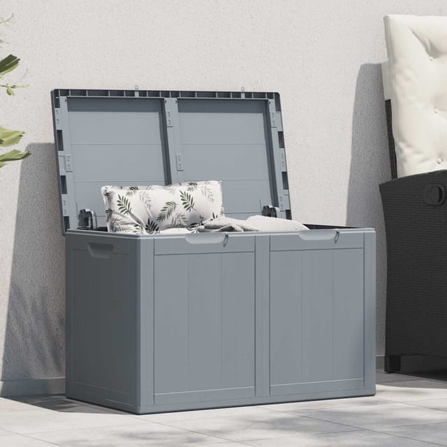 vidaXL Garten-Aufbewahrungsbox 180 L Grau PP Rattan