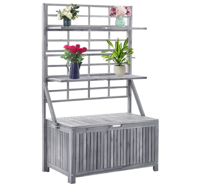 vidaXL Aufbewahrungstruhe mit Rankgitter 99x55x160cm Massivholz Akazie