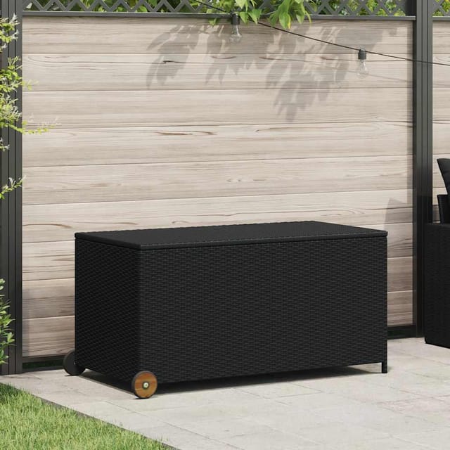 vidaXL Garten-Aufbewahrungsbox Schwarz 120x65x61 cm Poly Rattan