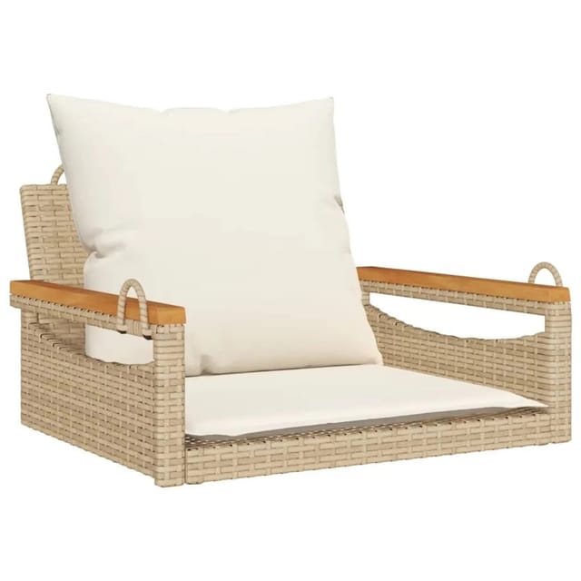 furnicato Hängesessel mit Kissen Beige 63x62x40 cm Poly Rattan