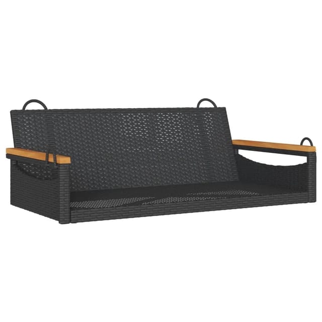 furnicato Hängebank Schwarz 109x62x40 cm Poly Rattan