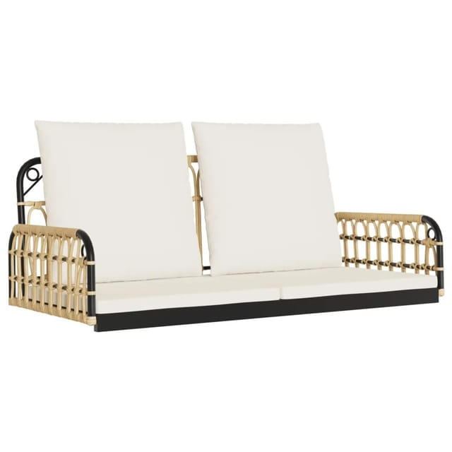 furnicato Hängebank mit Kissen 105x58x38 cm Poly Rattan und Stahl