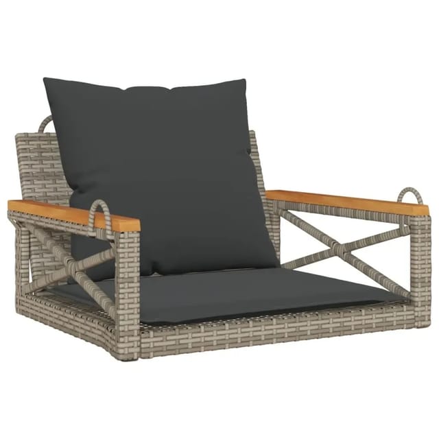 furnicato Hängesessel mit Kissen Grau 63x62x40 cm Poly Rattan