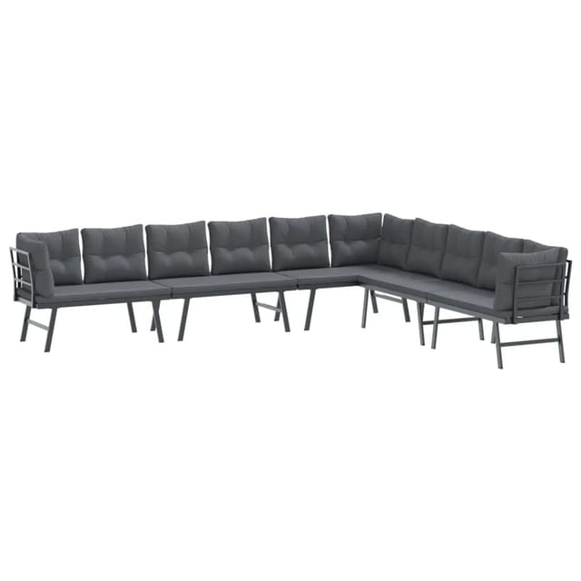 furnicato Gartenbänke 4 Stk. mit Kissen Schwarz Pulverbeschichteter Stahl