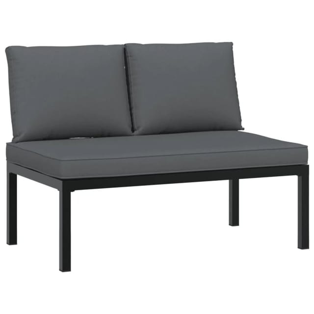 furnicato Gartenbank mit Kissen Schwarz Aluminium
