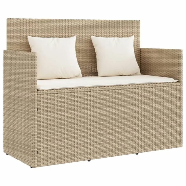 furnicato Gartenbank mit Kissen Beige Poly Rattan