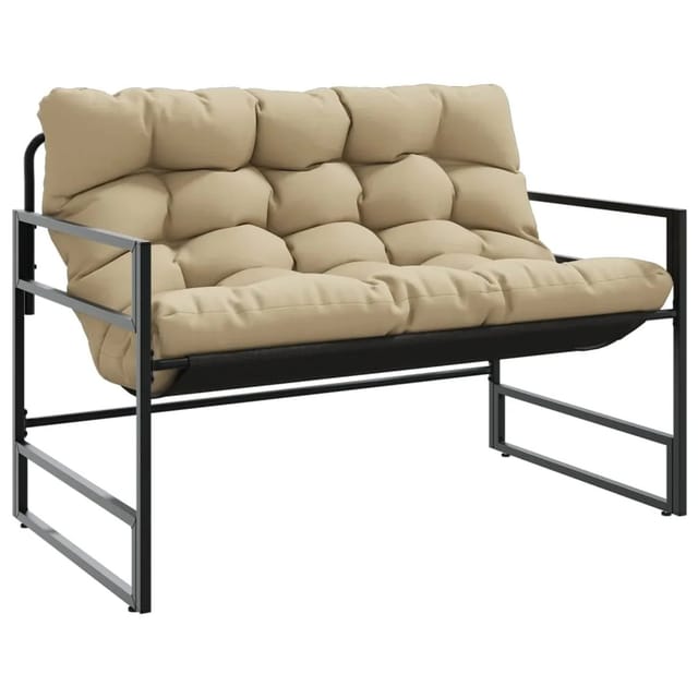 furnicato Gartenbank mit Kissen Taupe 113 cm Stahl