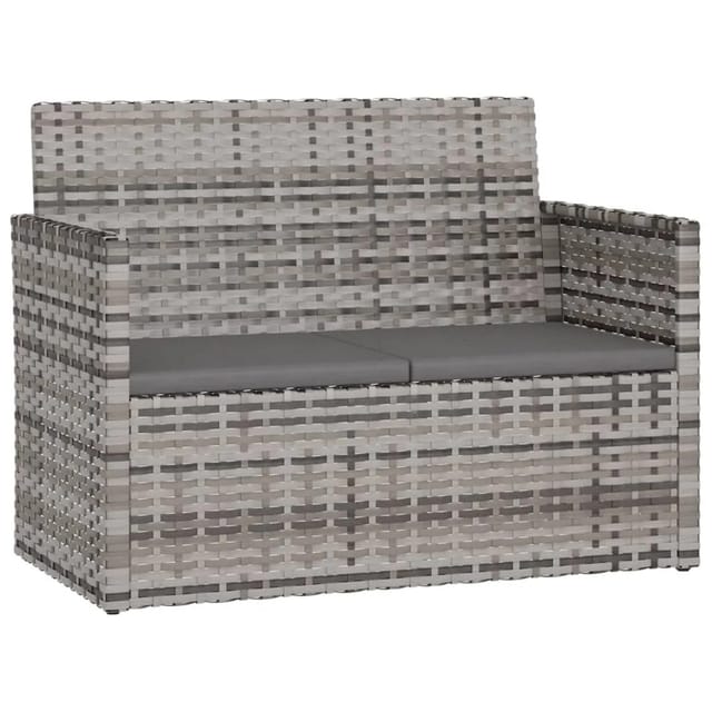 furnicato Gartenbank mit Kissen Grau 105 cm Poly Rattan