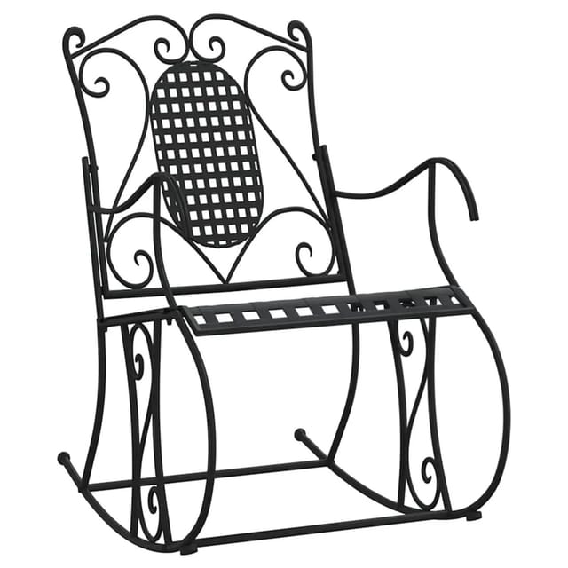 furnicato Schaukelstuhl 84 cm Schwarz Stahl