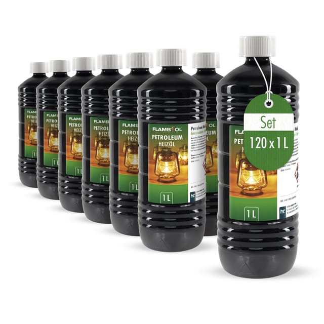Flambiol Petroleum Heizöl in Flaschen 120 x 1l