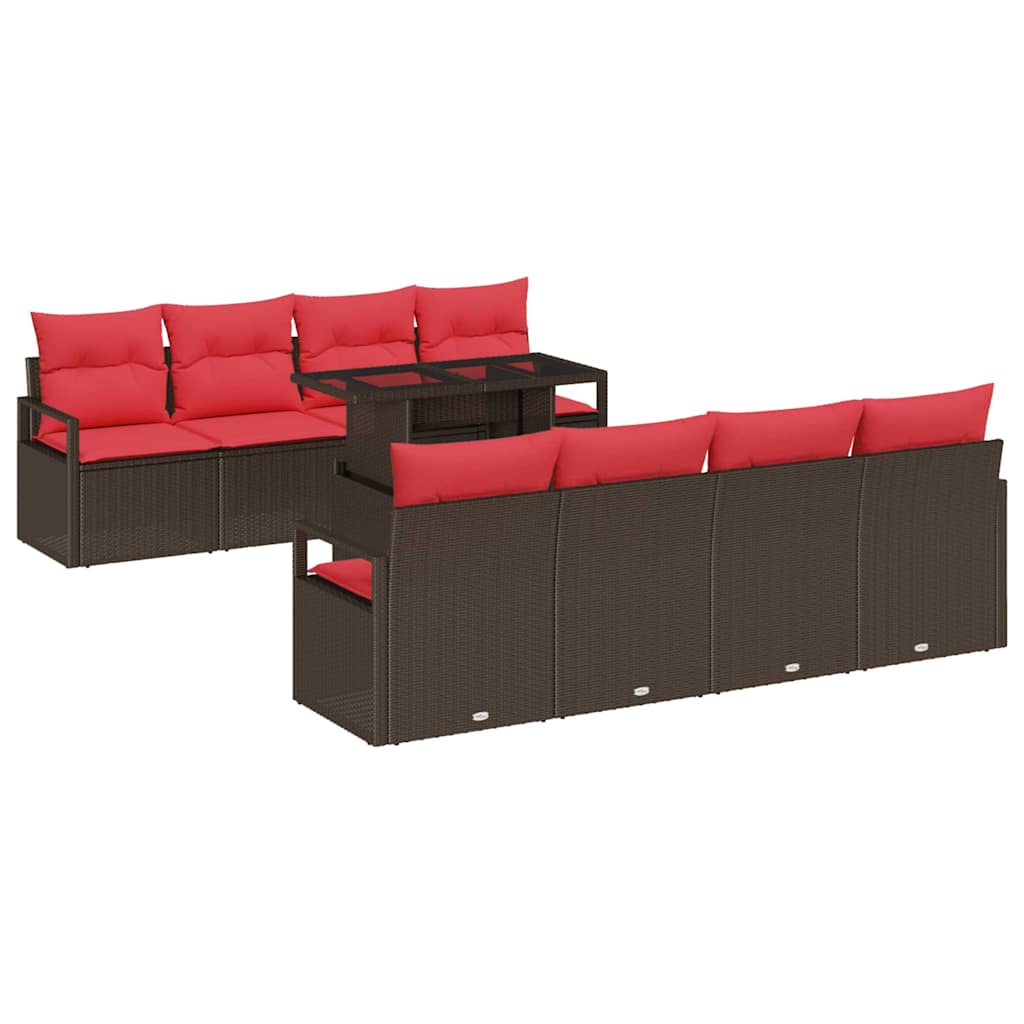 Maison Exclusive - Gartensofa-set 9 Stk. 6-sitzanzahl Braun Und R