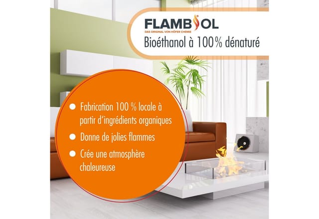 Flambiol Bioethanol 96,6% Premium für Ethanol-Brenner oder Kamine 4 x 5l