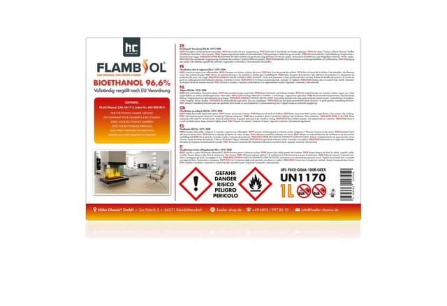 Flambiol Probierset 3 x 1l Bioethanol 96,6% & 3 x 1l Bioethanol 100%