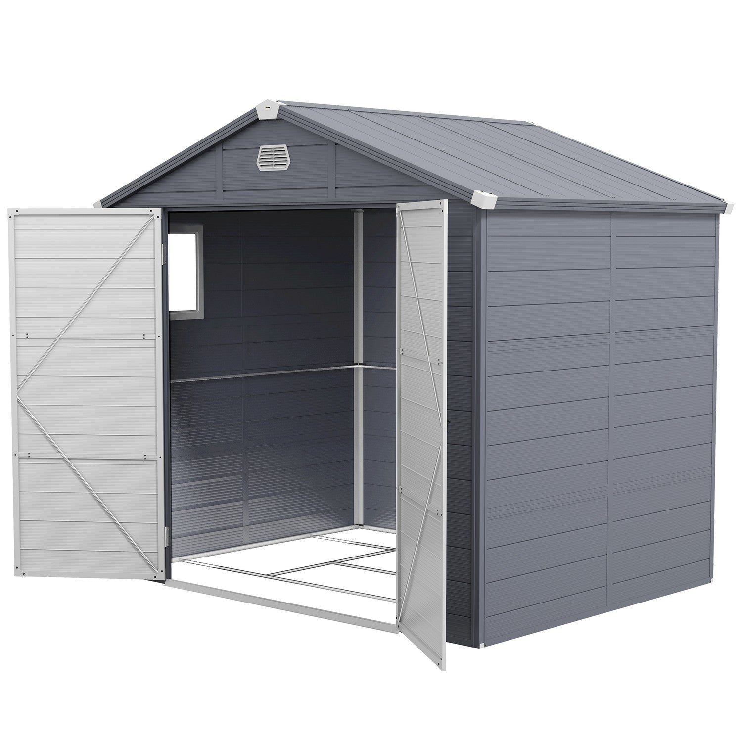 Geratehaus 41m Gartenhaus Mit Pultdach 240 X 190 X 180228 Cm Gerateschuppen Mit Abschliebar Tur Fenster Fahrradgarage Gartenschrank Aus Aluminium Fur Hinterhof Garten Grau 211500186