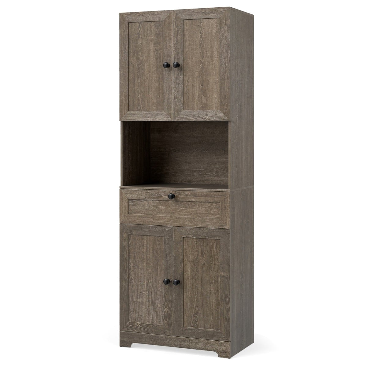 Hoher Badezimmerschrank Mit 4 Turen 1 Schublade Und Verstellbarem Einlegeboden 211171185