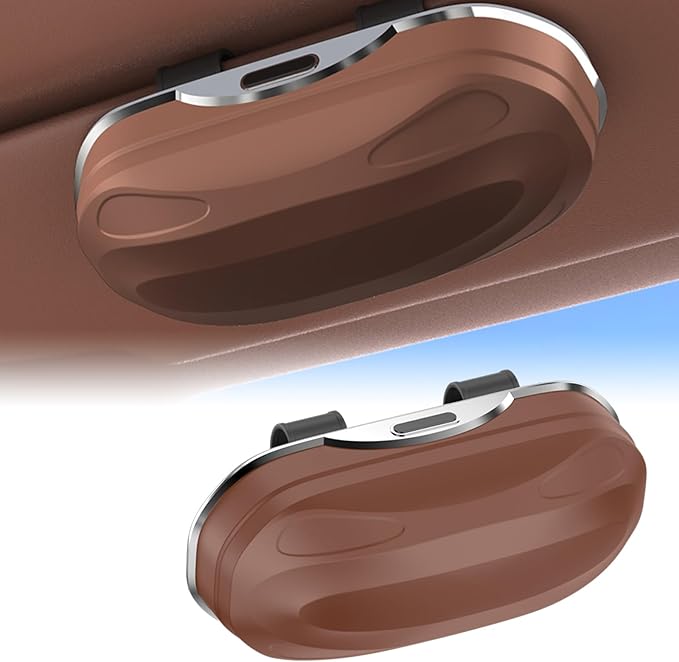 Sonnenbrillenetui Fürs Auto, Aufbewahrungs- Und Schutzbox Mit Clip Für Brillen, Innenausstattung Für Suvs, Limousinen Und Lkws – Braun