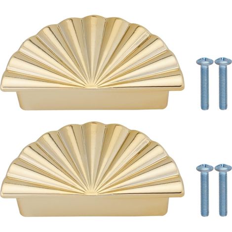Set Mit 2 Schrankgriffen Aus Aluminiumlegierung, 64 Mm, Ersatz-muschelgriffe, Schubladengriffe, Geeignet Für Kommoden, Schränke Und Küchentüren, Gold