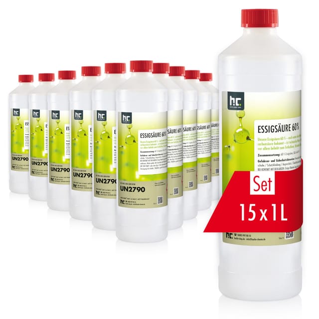 Höfer Chemie Essigsäure 60% in Flaschen 15 x 1l