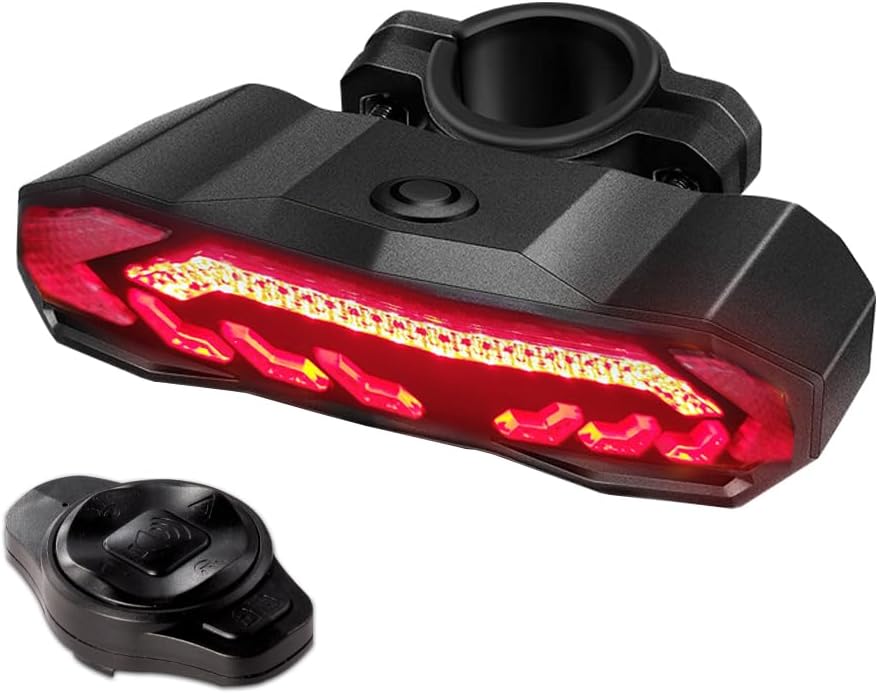 Wiederaufladbares Intelligentes Fahrradrücklicht, Ferngesteuertes Diebstahlschutz-fahrradalarmhorn Mit Blinker, Bremsrücklicht, Automatisches Ein-/ausschalten, Wasserdicht