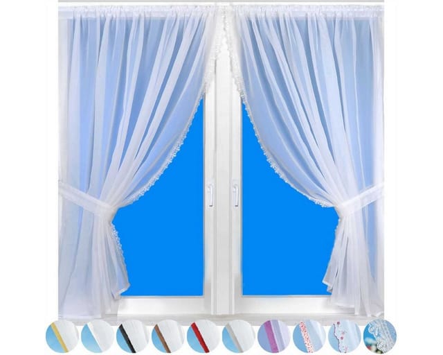 Arsvita Gardinenset mit Stangendurchzug Satin 140 cm x 120 cm Weiß