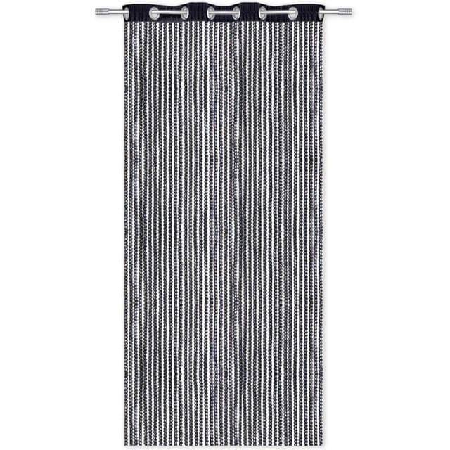Arsvita Fadenvorhang Trennvorhang Dekoschal Gardine Metall-Optik Ösen 140 cm x 250 cm Schwarz