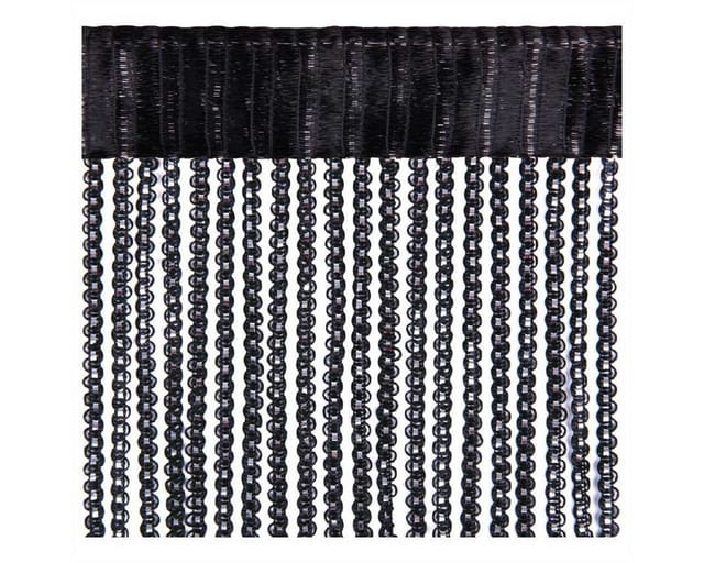 Arsvita Fadenvorhang Metall Optik Gardine Vorhang Lurex Universalband Schwarz 140 cm x 250 cm
