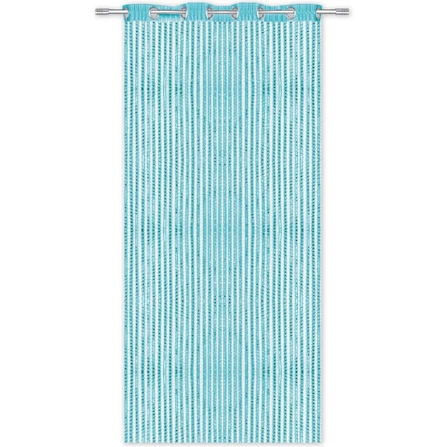 Arsvita Fadenvorhang Trennvorhang Dekoschal Gardine Metall-Optik Ösen 140 cm x 250 cm Türkis