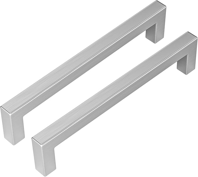 Set Mit 5 Küchengriffen Aus Edelstahl – Küchenschrankgriffe – Gebürstete Silber-nickelfarbene Edelstahl-schrankgriffe – 160 Mm Lochabstand