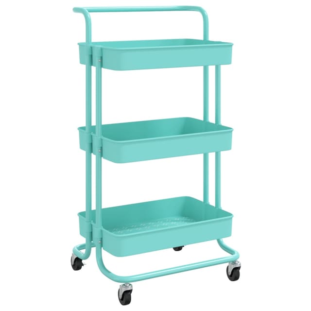 vidaXL Küchenwagen 3 Etagen Türkis 42x35x85 cm Eisen und ABS