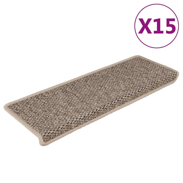 vidaXL Treppenmatten Selbstklebend Sisal Dunkelbeige 15 Stk. 65x21x4cm