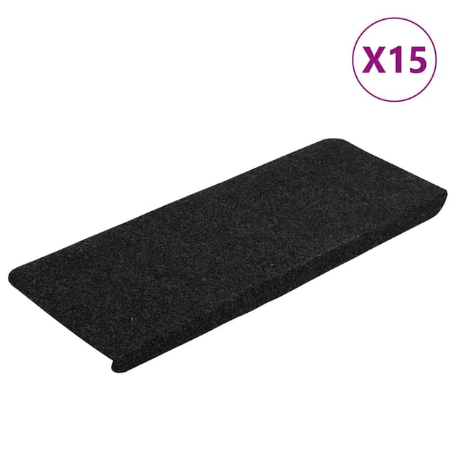 vidaXL Stufenmatten Selbstklebend 15 Stk. 65x24,5x3,5 cm Schwarz